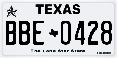 TX license plate BBE0428