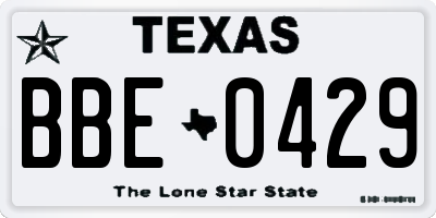 TX license plate BBE0429