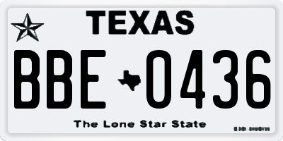 TX license plate BBE0436