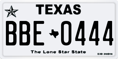TX license plate BBE0444