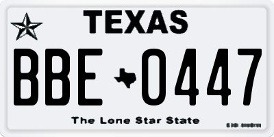 TX license plate BBE0447