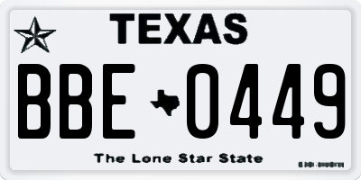 TX license plate BBE0449