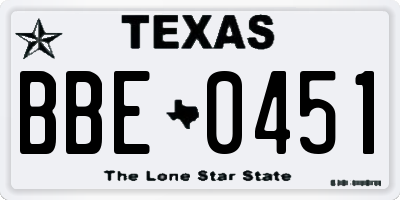 TX license plate BBE0451