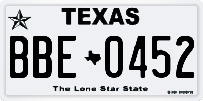 TX license plate BBE0452