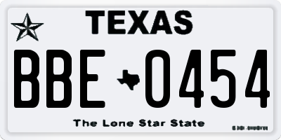 TX license plate BBE0454