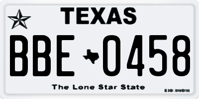 TX license plate BBE0458
