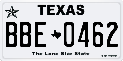 TX license plate BBE0462