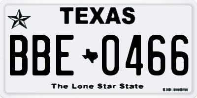 TX license plate BBE0466