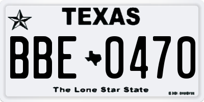 TX license plate BBE0470