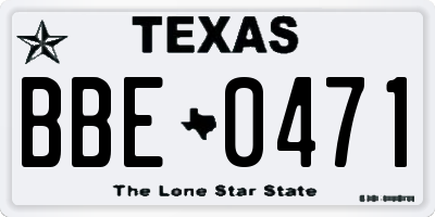 TX license plate BBE0471