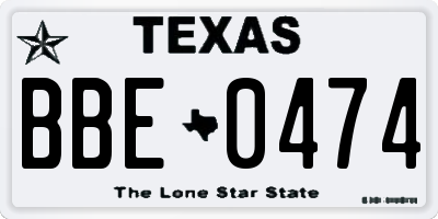 TX license plate BBE0474