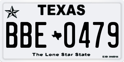 TX license plate BBE0479