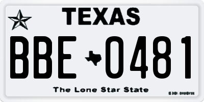 TX license plate BBE0481