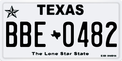 TX license plate BBE0482
