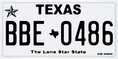 TX license plate BBE0486