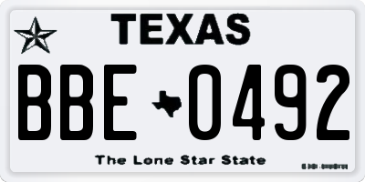 TX license plate BBE0492