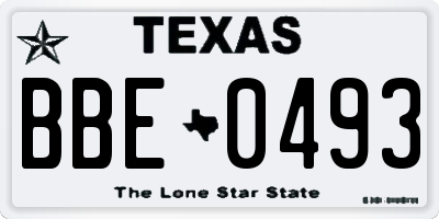 TX license plate BBE0493