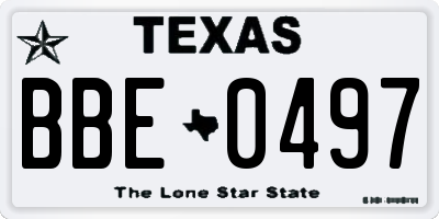 TX license plate BBE0497