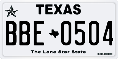 TX license plate BBE0504
