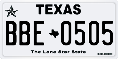 TX license plate BBE0505