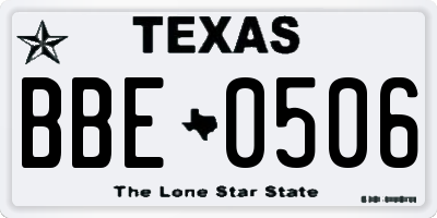 TX license plate BBE0506