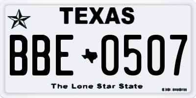 TX license plate BBE0507