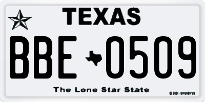 TX license plate BBE0509