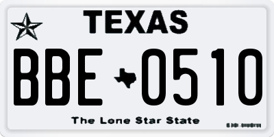 TX license plate BBE0510