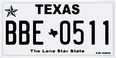 TX license plate BBE0511