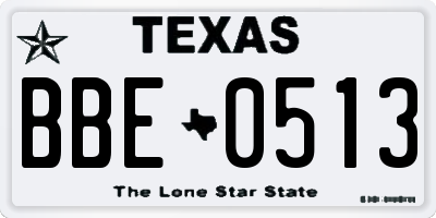 TX license plate BBE0513