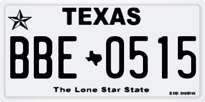 TX license plate BBE0515
