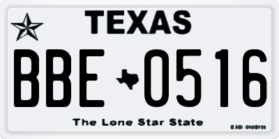 TX license plate BBE0516