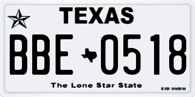 TX license plate BBE0518