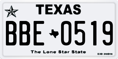 TX license plate BBE0519