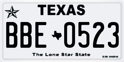 TX license plate BBE0523