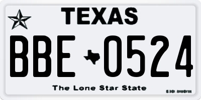 TX license plate BBE0524