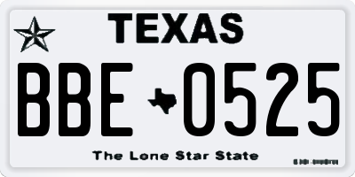 TX license plate BBE0525