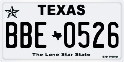 TX license plate BBE0526