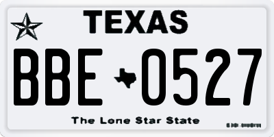 TX license plate BBE0527
