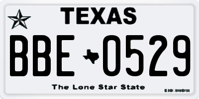 TX license plate BBE0529