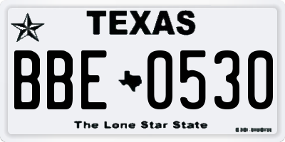 TX license plate BBE0530