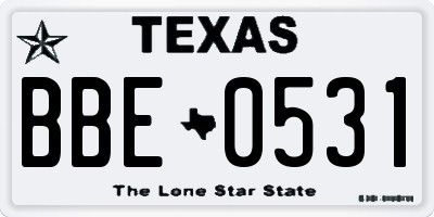 TX license plate BBE0531