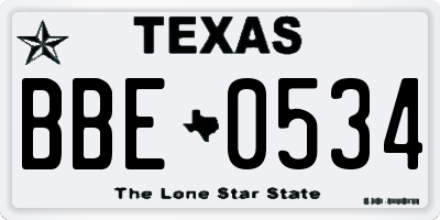 TX license plate BBE0534