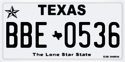 TX license plate BBE0536
