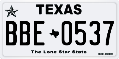TX license plate BBE0537