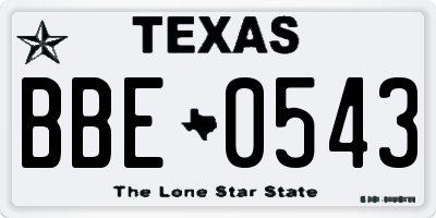 TX license plate BBE0543