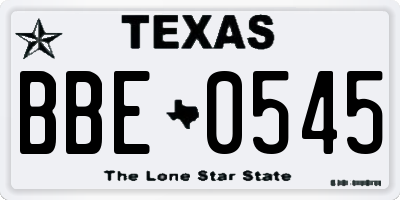 TX license plate BBE0545
