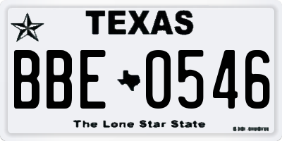 TX license plate BBE0546
