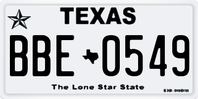 TX license plate BBE0549
