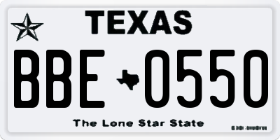 TX license plate BBE0550